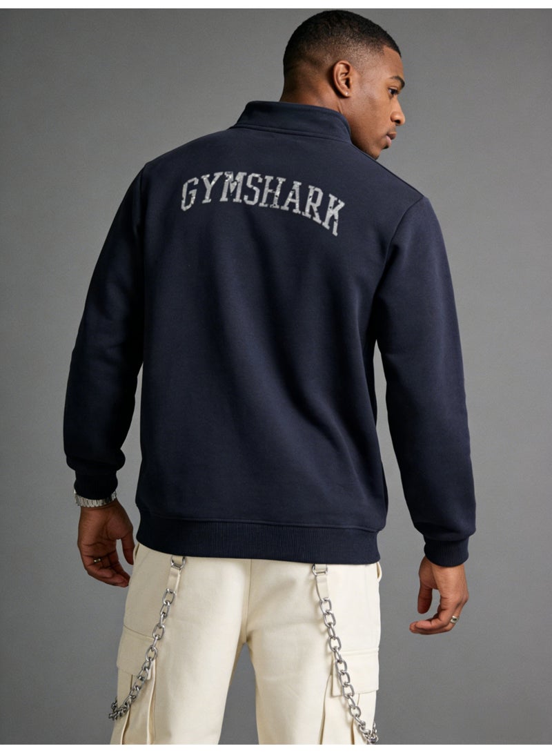 جيمشارك Gymshark Deep Blue Quarter Zip Hoodie - A large sports shirt with a shiny logo, suitable for neutral sports and casual styles - Image 3